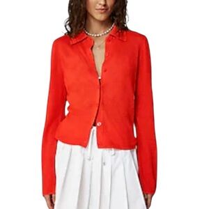 J. Crew NWT 100% linen collared button-up sweater - size M